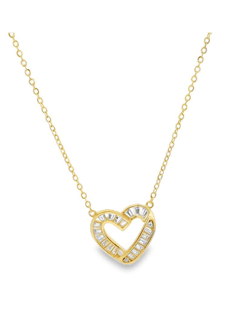 أيه كيه جويلز قلادة من الفضة عيار 925 على شكل قلب مرصعة بالزركون ومطلية بالذهب الأصفر - Image 1